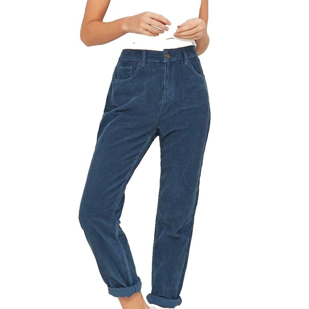 BDG Urban Outfitters Womens Mom High Rise Corduroy Pants Size 27 Blue Straight